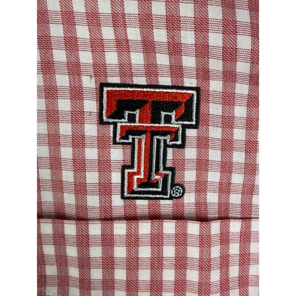 Texas Tech Red Raiders Antigua Button Down Dress Shirt Plaid Red White Men Large - Picture 3 of 7